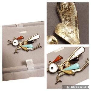 Vintage ZUNI ROADRUNNER Brooch  & Pendant